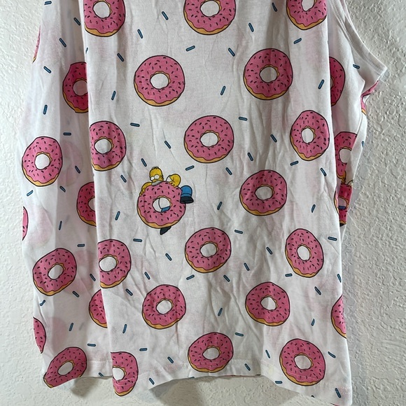 THE SIMPSONS Homer & Donuts All Over Print White Sleeveless Tank Top Size XL NEW - Picture 3 of 9